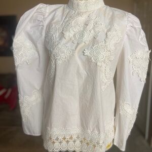 Zara Poplin blouse with lace detailing